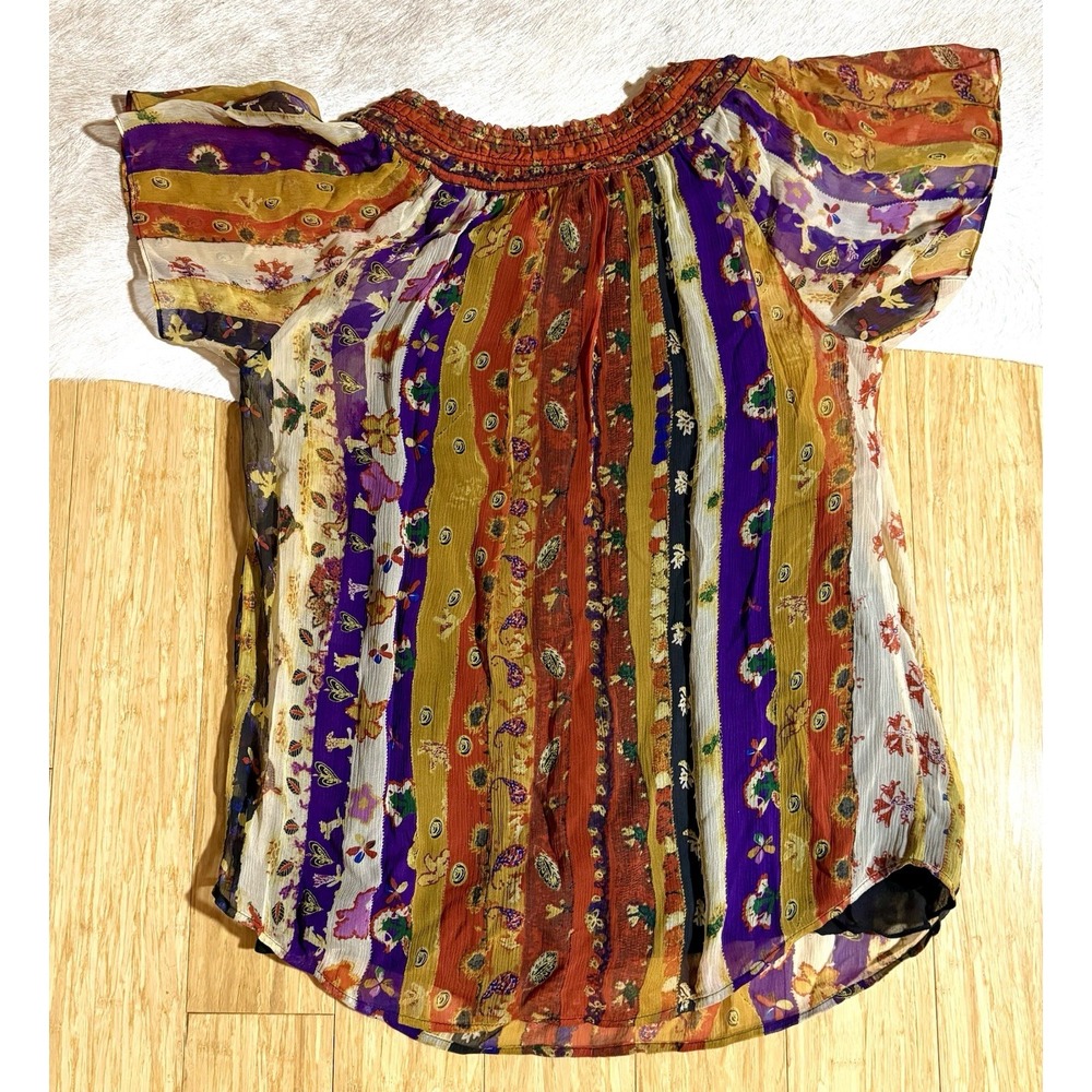 Diane Von Furstenberg DVF Womens‎ 100% Silk Short Sleeve Gauzy Top Blouse 4 - Picture 7 of 7